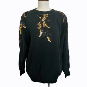 Vintage Eugenia Angenie Sequin Bead Sweater Lambswool Angora